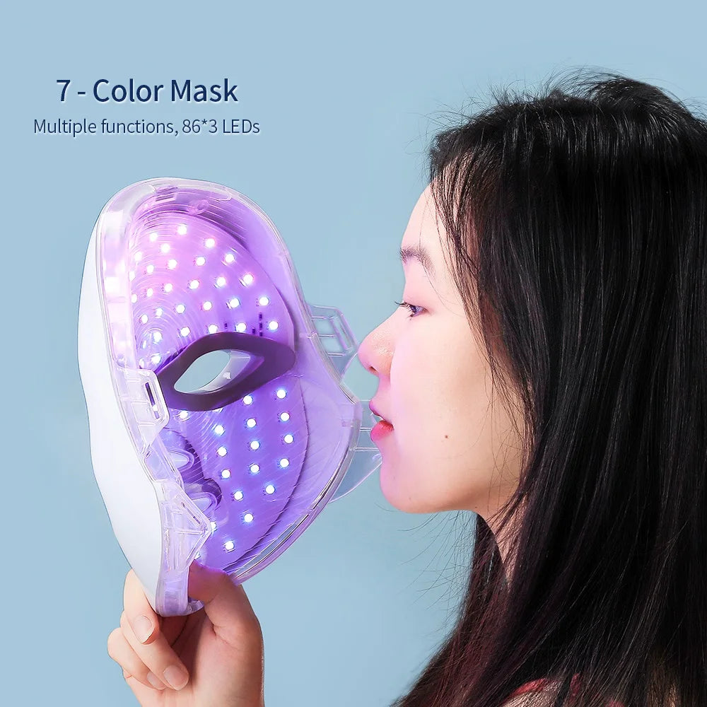 LED Lichttherapie Maske mit Hals – 7 Farben, Rotlicht, Anti-Aging & Hautstraffung