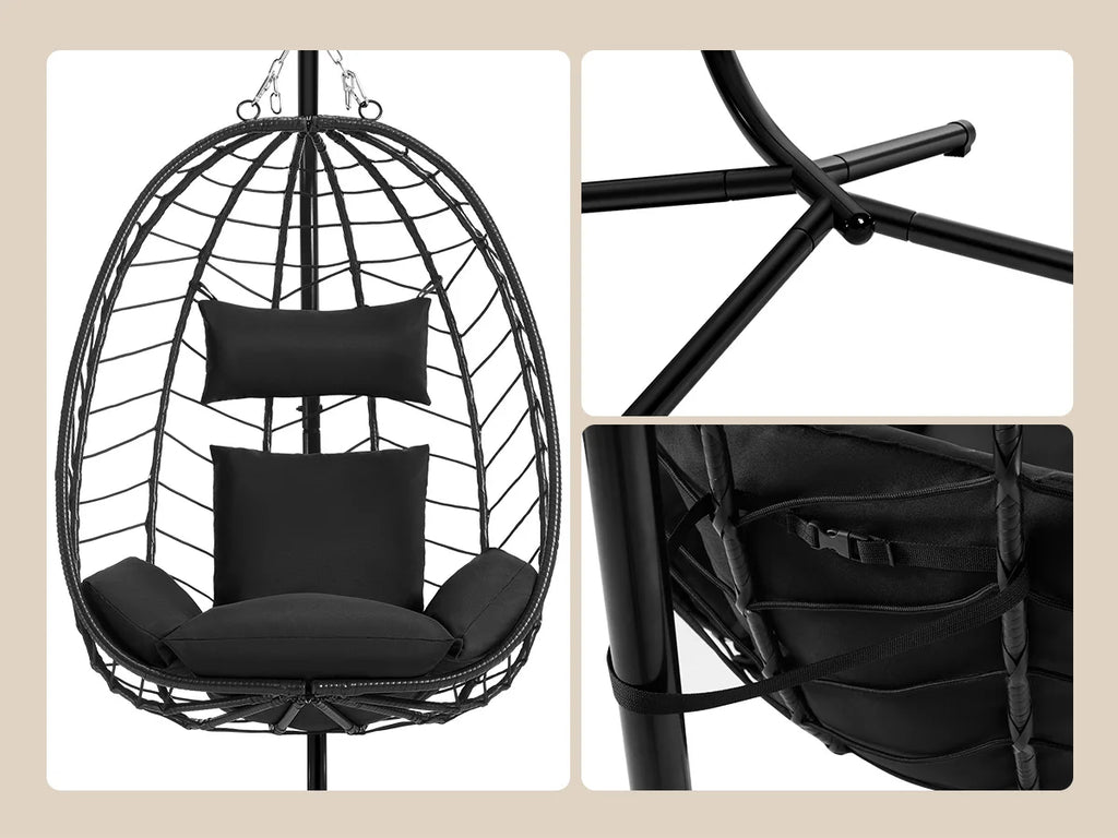 Luxury Hängesessel mit Gestell – Relaxsessel für Balkon & Garten, 150 kg