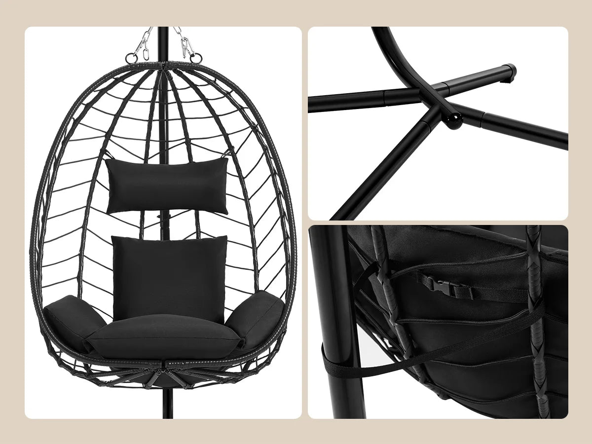 Luxury Hängesessel mit Gestell – Relaxsessel für Balkon & Garten, 150 kg