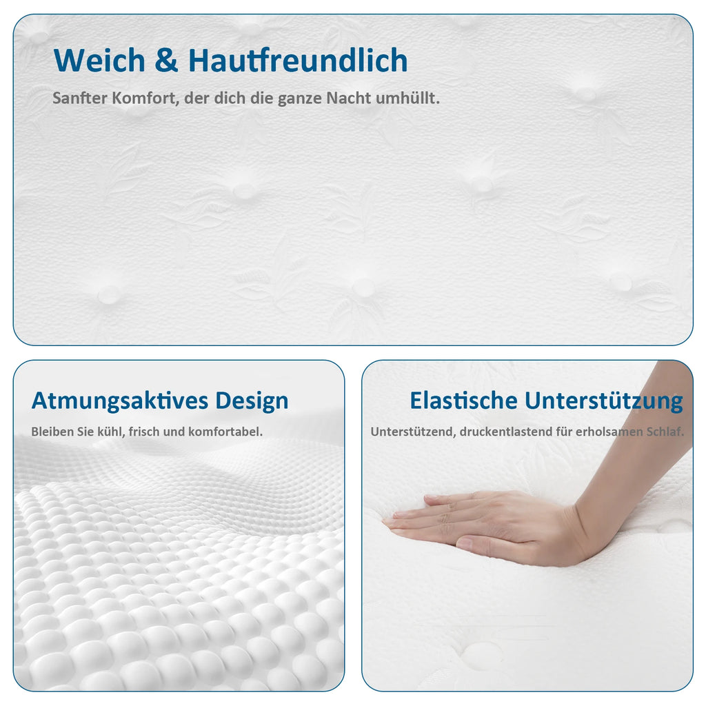 Taschenfederkernmatratze H3 – 7-Zonen, Diatomschaum, orthopädisch, 25 cm Höhe