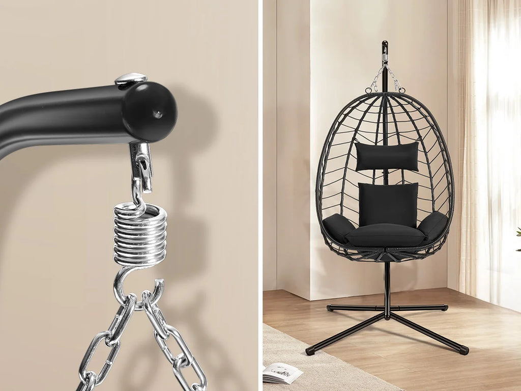 Luxury Hängesessel mit Gestell – Relaxsessel für Balkon & Garten, 150 kg
