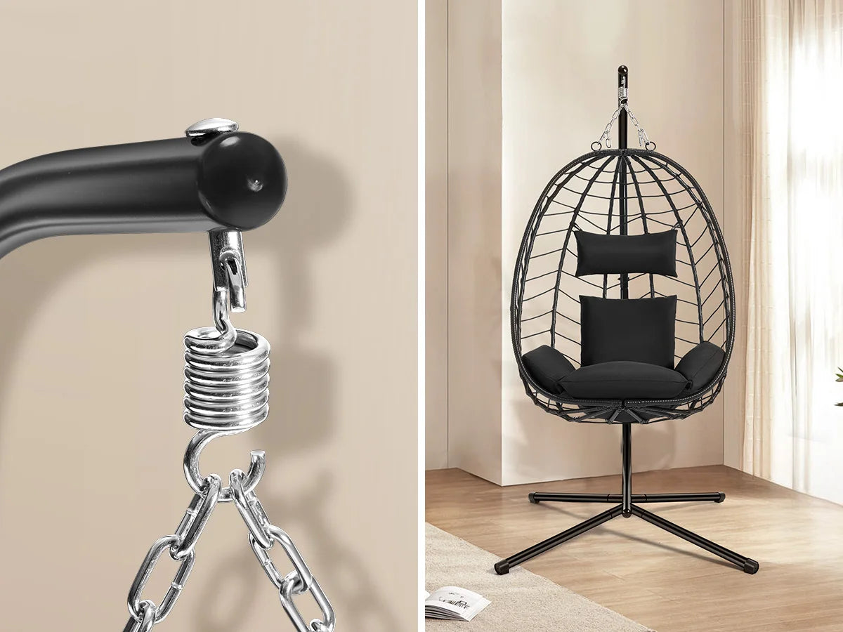 Luxury Hängesessel mit Gestell – Relaxsessel für Balkon & Garten, 150 kg