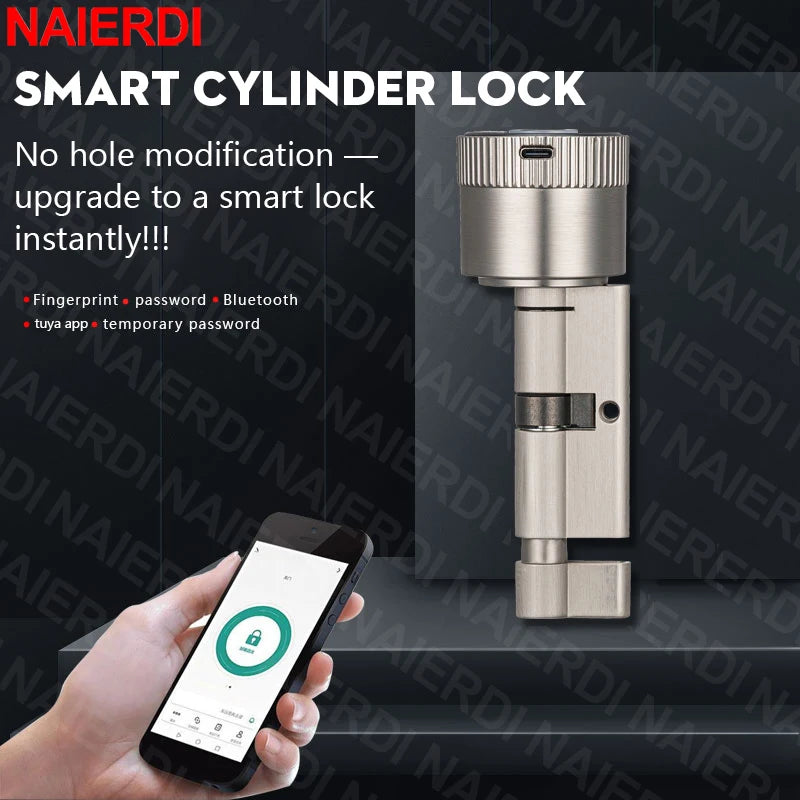 NAIERDI Smart Schließzylinder – Fingerabdruck, App & PIN, Tuya kompatibel