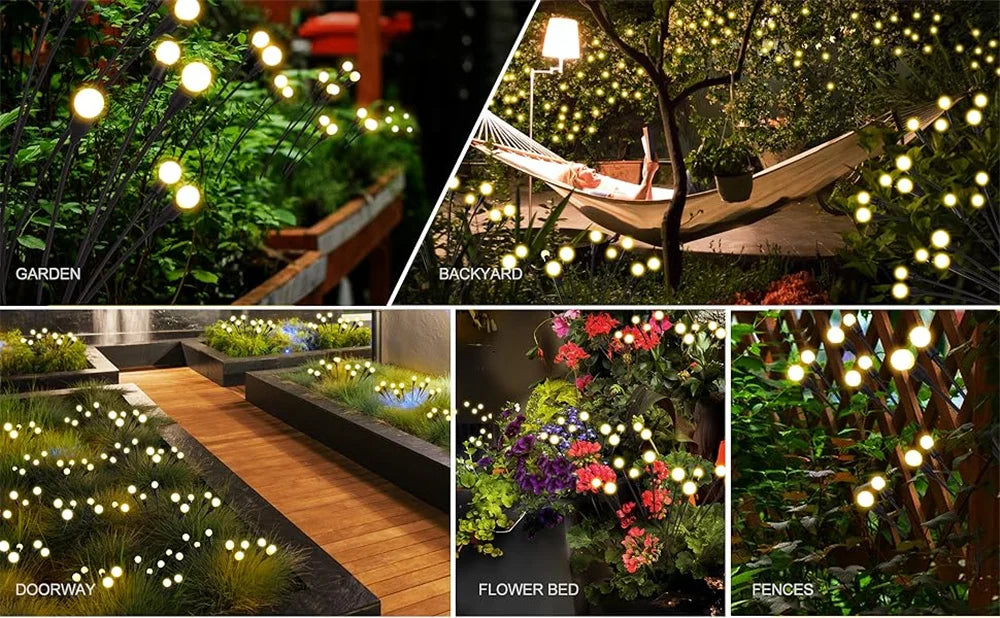 Solar Firefly Lichterkette – LED Gartenleuchte, wasserdicht, windbewegte Leuchtstäbe