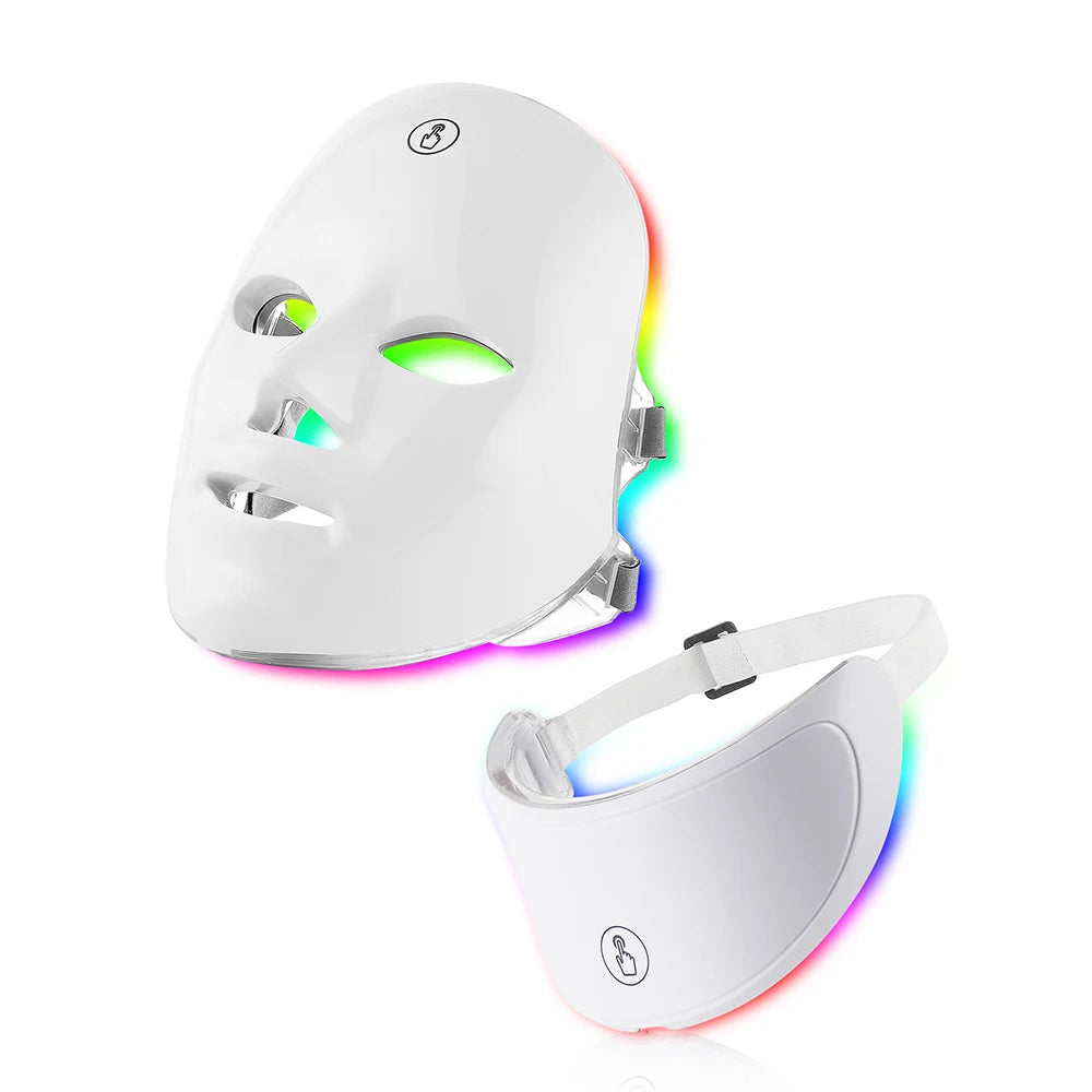 LED Lichttherapie Maske mit Hals – 7 Farben, Rotlicht, Anti-Aging & Hautstraffung