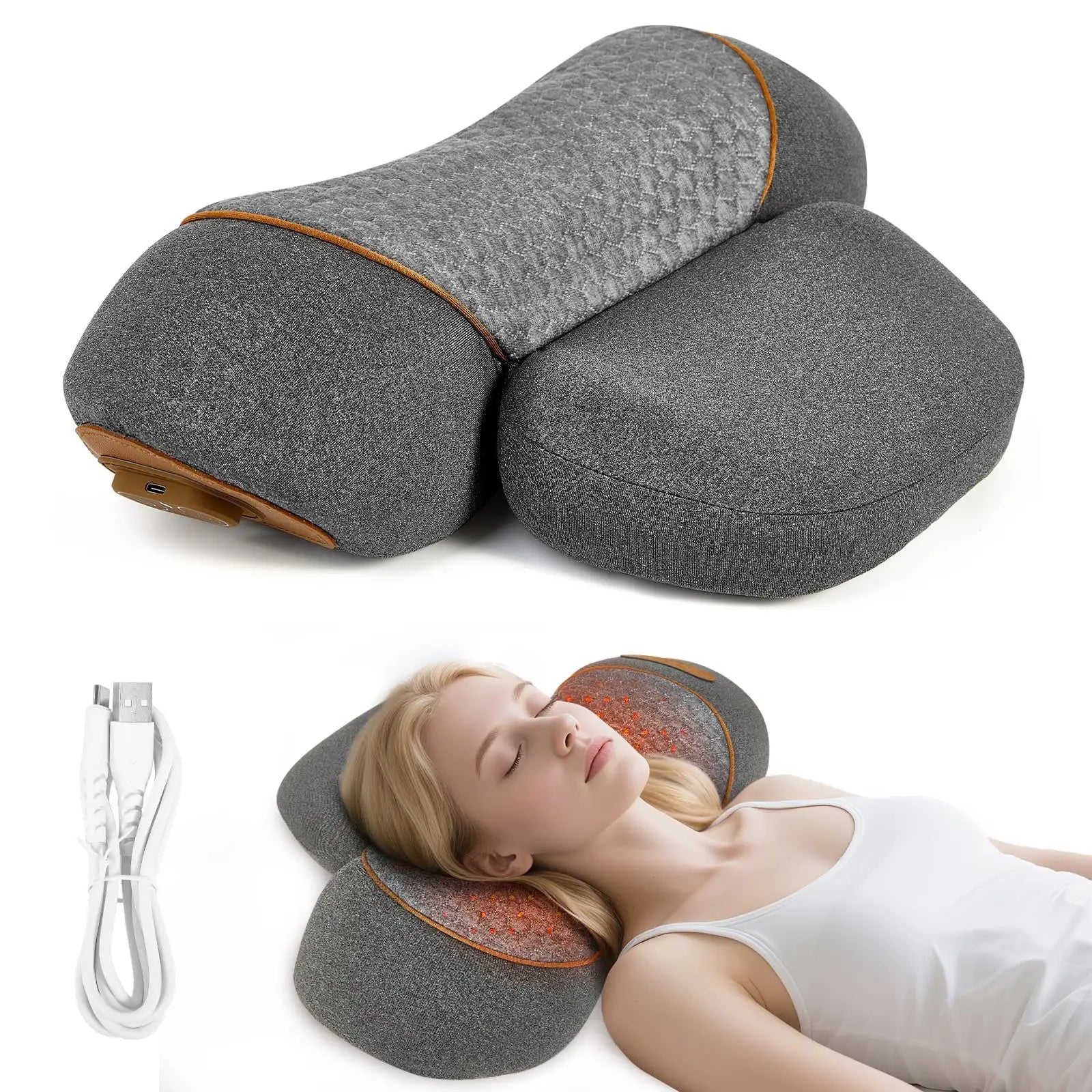 3-in-1 Nackenmassagekissen mit Wärme- und Traktionsfunktion