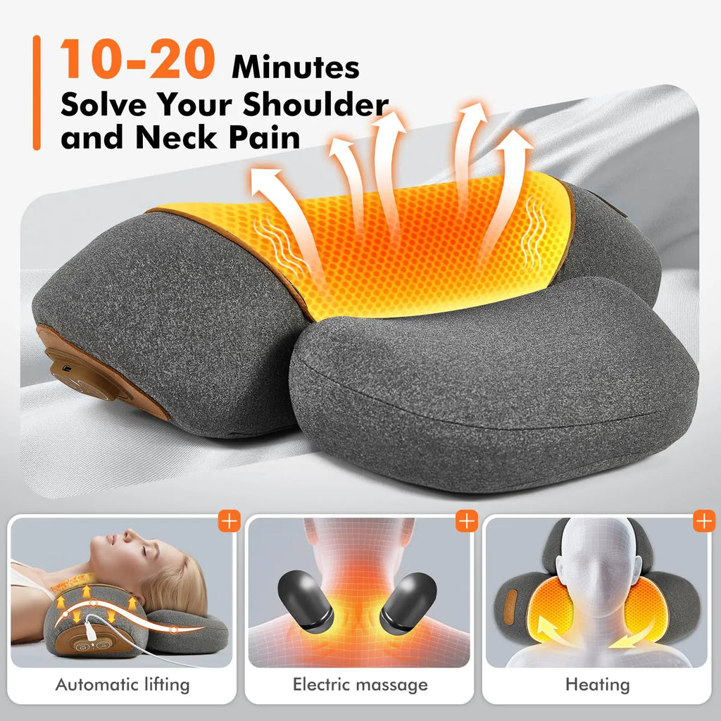 3-in-1 Nackenmassagekissen mit Wärme- und Traktionsfunktion