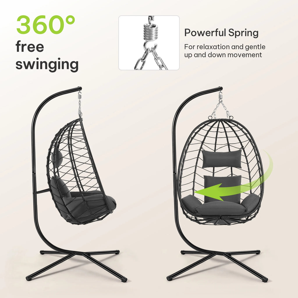 Luxury Hängesessel mit Gestell – Relaxsessel für Balkon & Garten, 150 kg