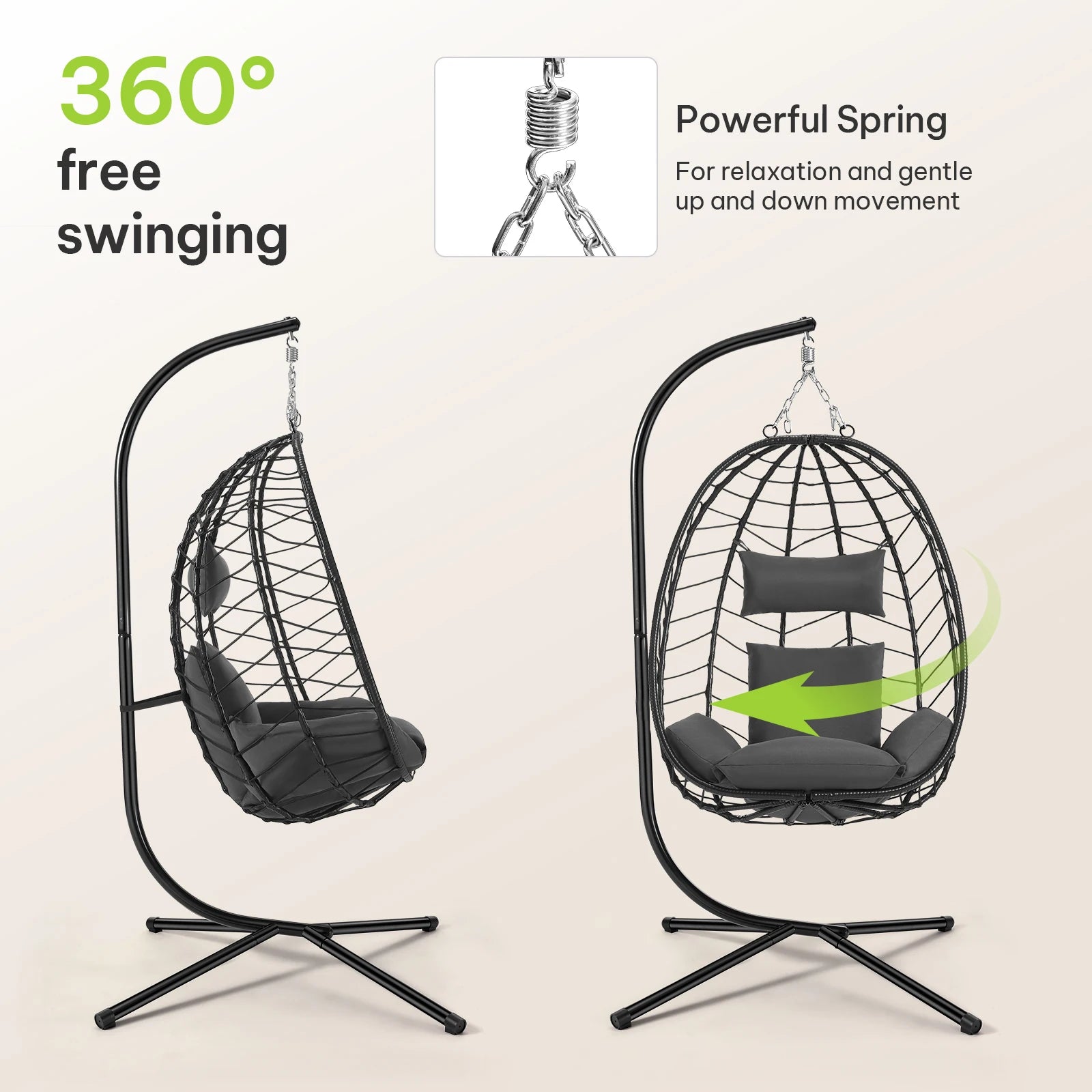 Luxury Hängesessel mit Gestell – Relaxsessel für Balkon & Garten, 150 kg