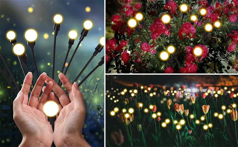 Solar Firefly Lichterkette – LED Gartenleuchte, wasserdicht, windbewegte Leuchtstäbe