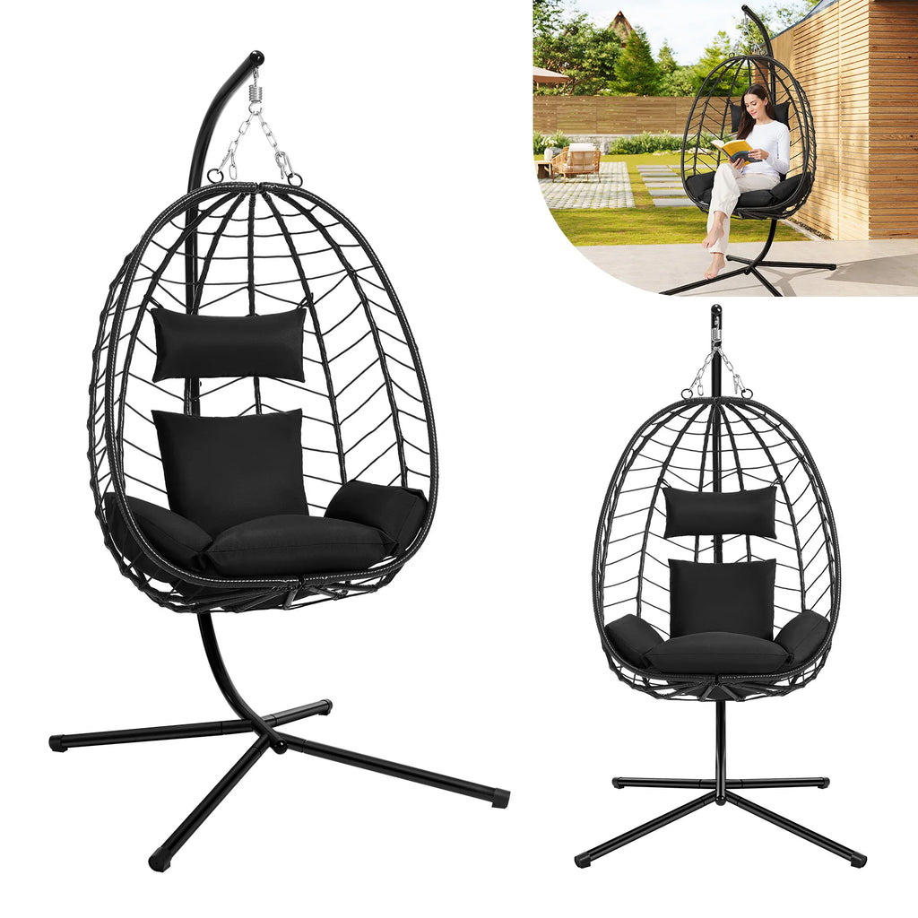 Luxury Hängesessel mit Gestell – Relaxsessel für Balkon & Garten, 150 kg
