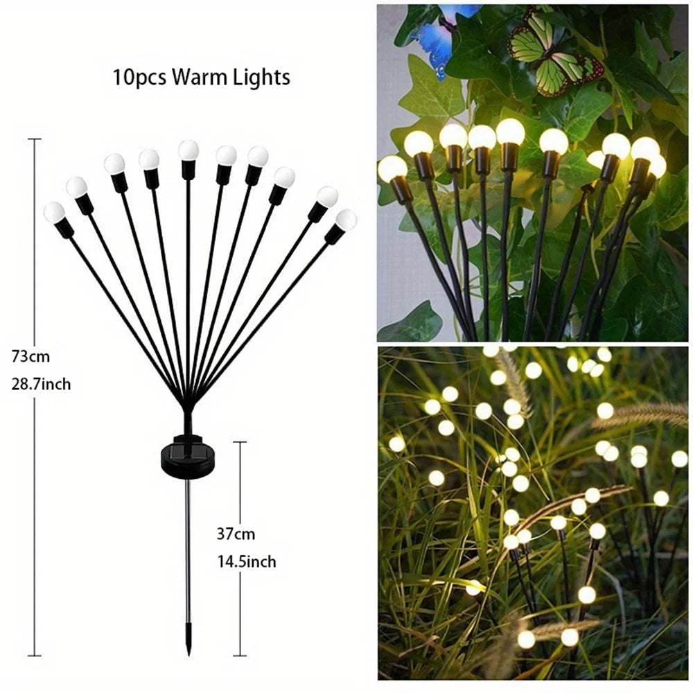Solar Firefly Lichterkette – LED Gartenleuchte, wasserdicht, windbewegte Leuchtstäbe