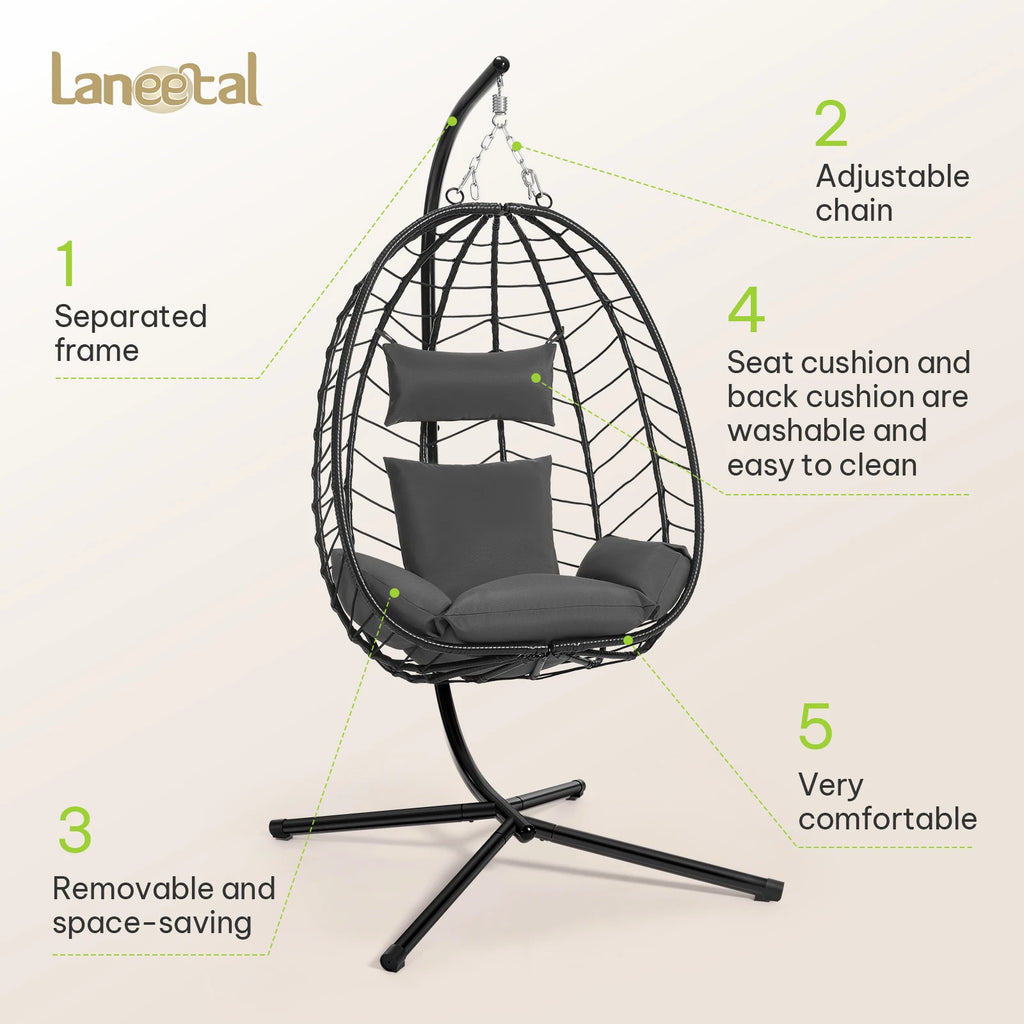Luxury Hängesessel mit Gestell – Relaxsessel für Balkon & Garten, 150 kg