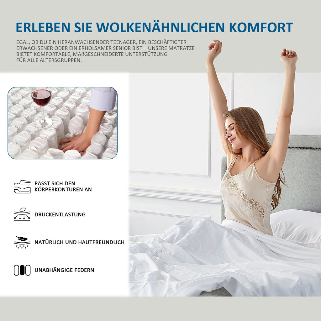 Taschenfederkernmatratze H3 – 7-Zonen, Diatomschaum, orthopädisch, 25 cm Höhe