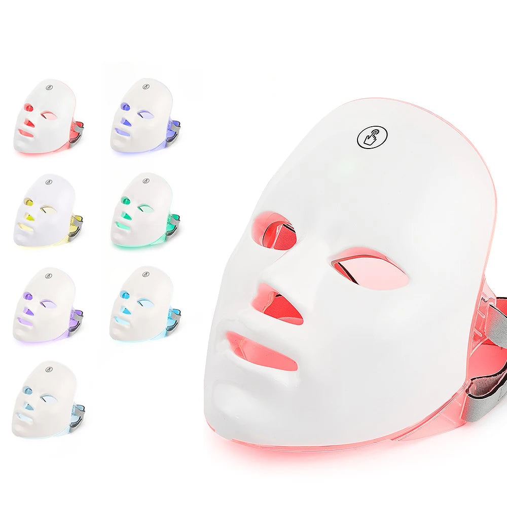 LED Lichttherapie Maske mit Hals – 7 Farben, Rotlicht, Anti-Aging & Hautstraffung