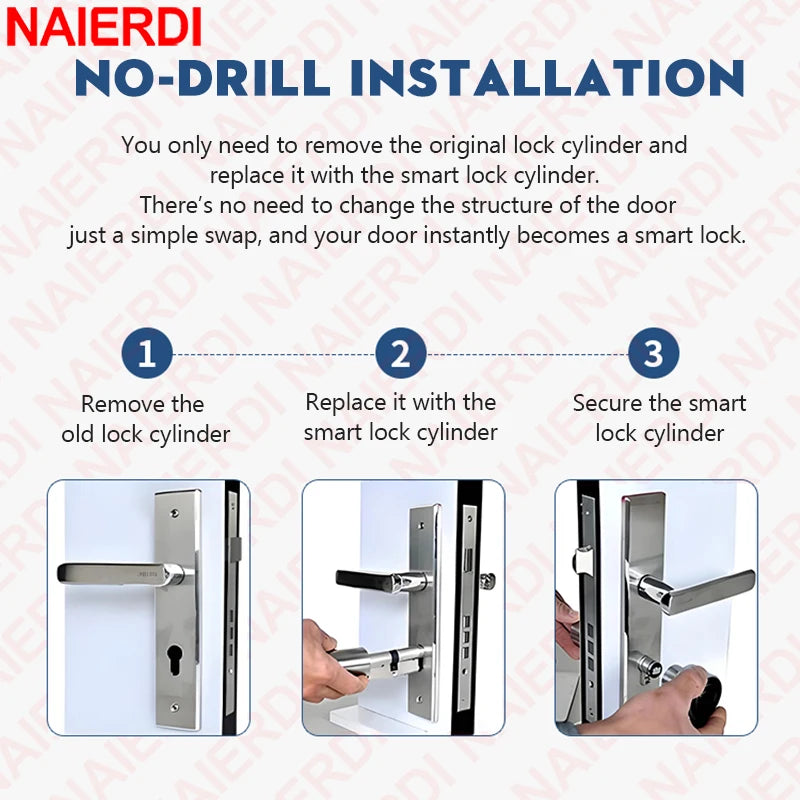 NAIERDI Smart Schließzylinder – Fingerabdruck, App & PIN, Tuya kompatibel