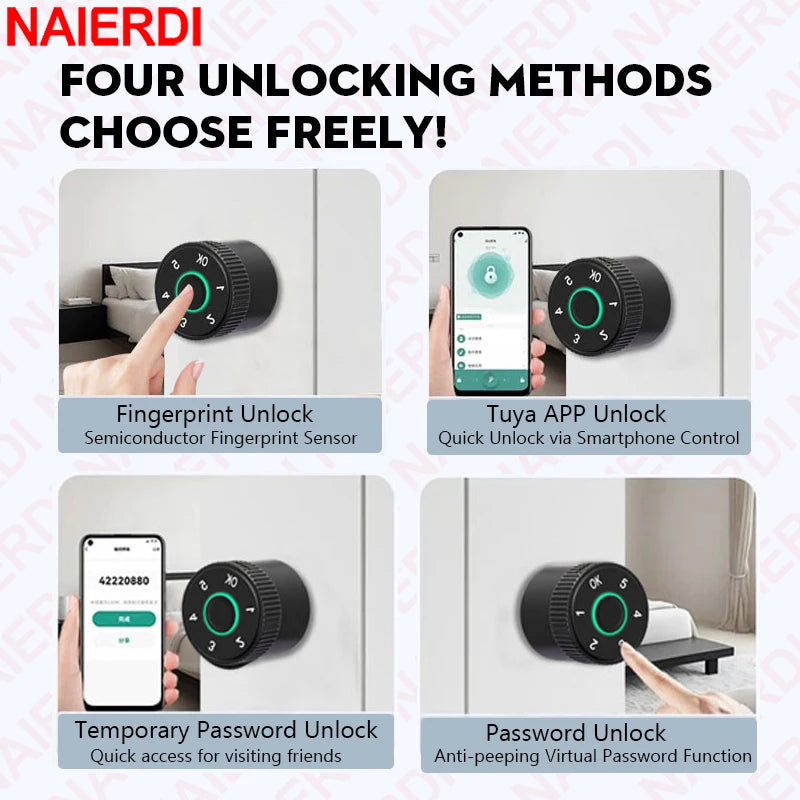 NAIERDI Smart Schließzylinder – Fingerabdruck, App & PIN, Tuya kompatibel