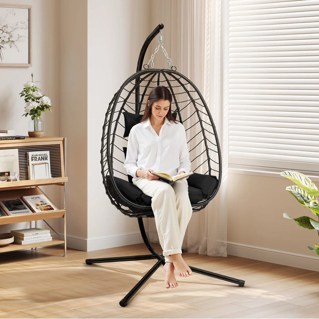 Luxury Hängesessel mit Gestell – Relaxsessel für Balkon & Garten, 150 kg