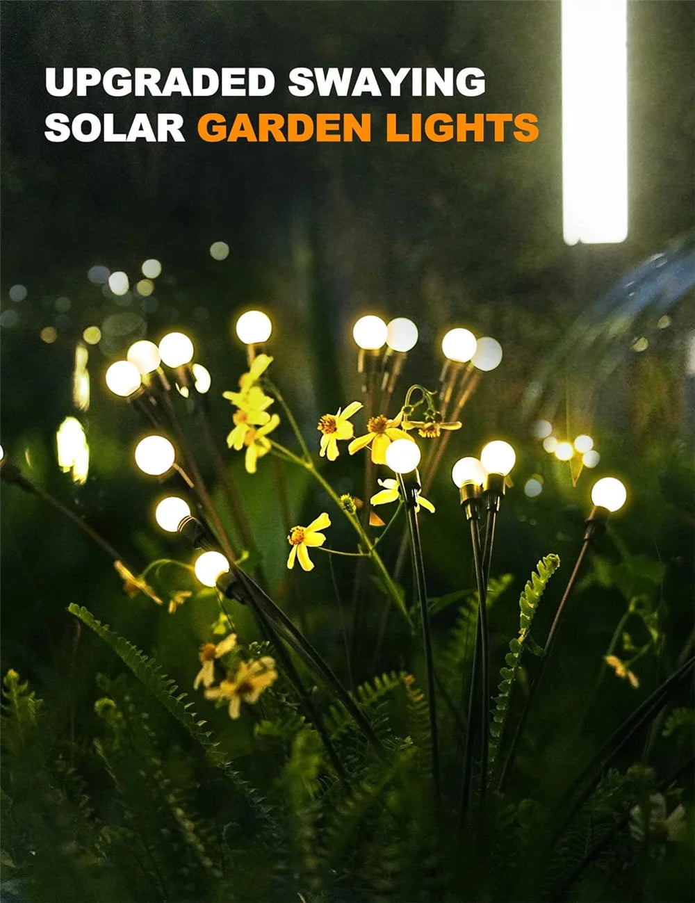Solar Firefly Lichterkette – LED Gartenleuchte, wasserdicht, windbewegte Leuchtstäbe