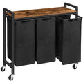 HOOBRO Wäschekorb mit 3 Fächern – 3 × 40 L, Deckel & Rollen, Wäschesortierer