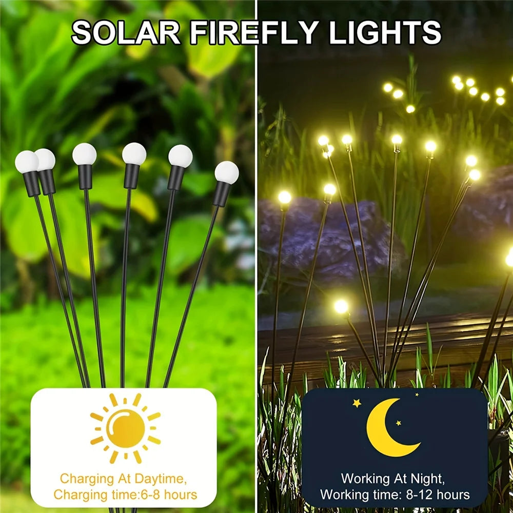 Solar Firefly Lichterkette – LED Gartenleuchte, wasserdicht, windbewegte Leuchtstäbe