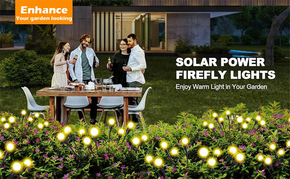 Solar Firefly Lichterkette – LED Gartenleuchte, wasserdicht, windbewegte Leuchtstäbe