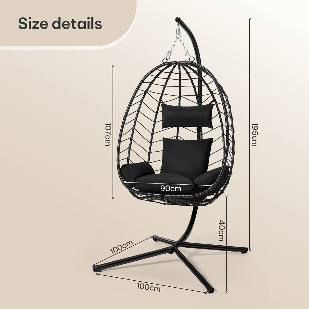 Luxury Hängesessel mit Gestell – Relaxsessel für Balkon & Garten, 150 kg