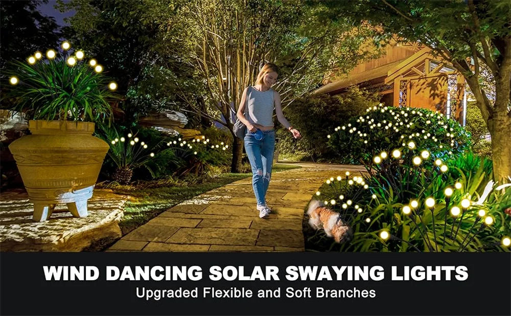Solar Firefly Lichterkette – LED Gartenleuchte, wasserdicht, windbewegte Leuchtstäbe