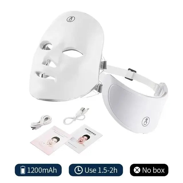 LED Lichttherapie Maske mit Hals – 7 Farben, Rotlicht, Anti-Aging & Hautstraffung