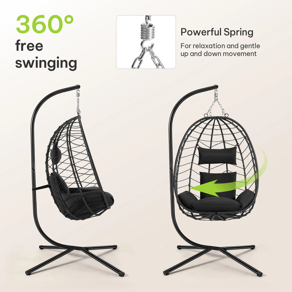 Luxury Hängesessel mit Gestell – Relaxsessel für Balkon & Garten, 150 kg