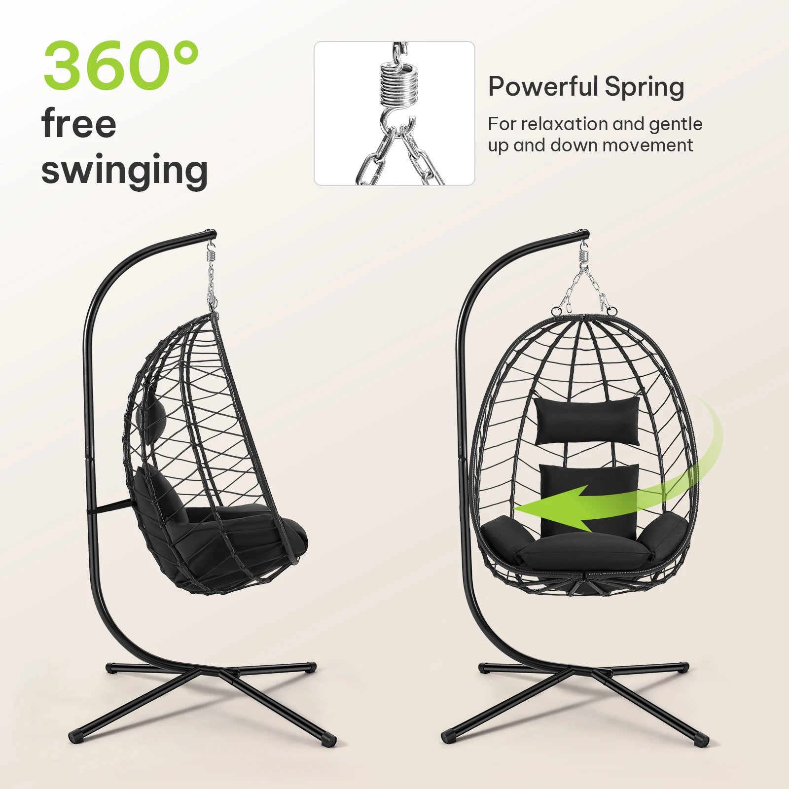 Luxury Hängesessel mit Gestell – Relaxsessel für Balkon & Garten, 150 kg