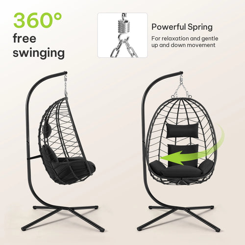Luxury Hängesessel mit Gestell – Relaxsessel für Balkon & Garten, 150 kg
