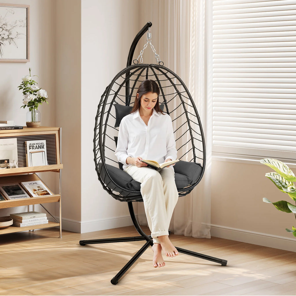 Luxury Hängesessel mit Gestell – Relaxsessel für Balkon & Garten, 150 kg