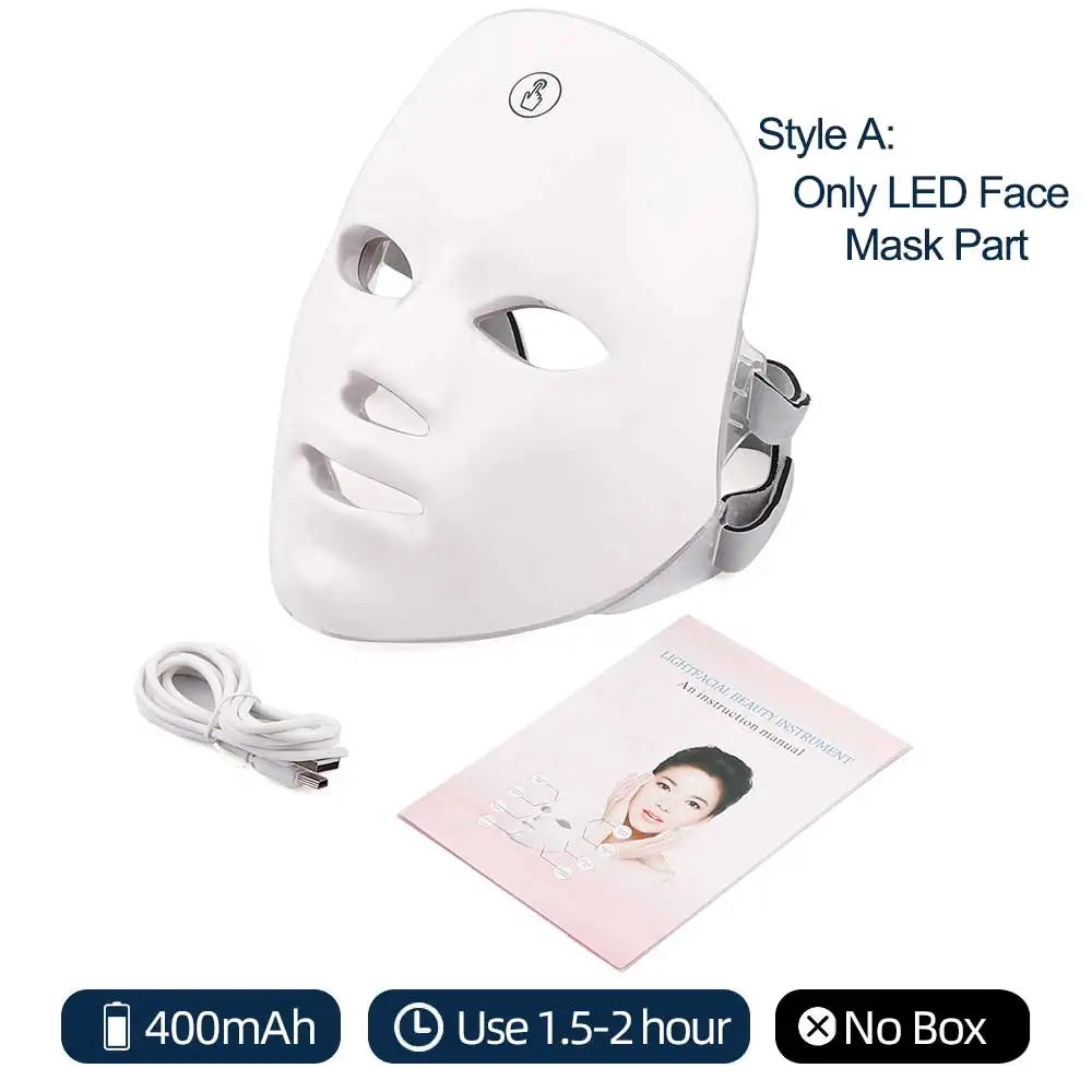 LED Lichttherapie Maske mit Hals – 7 Farben, Rotlicht, Anti-Aging & Hautstraffung