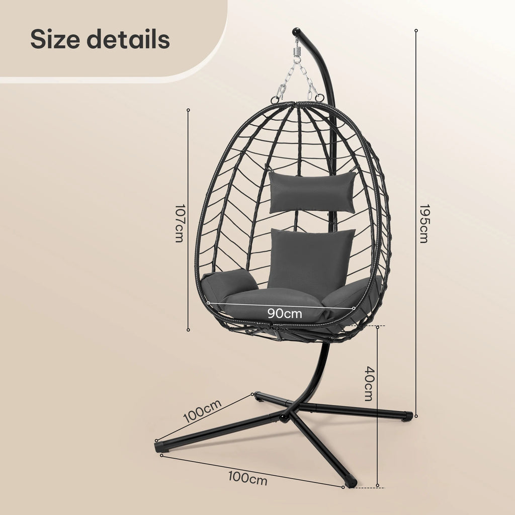 Luxury Hängesessel mit Gestell – Relaxsessel für Balkon & Garten, 150 kg